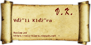 Váli Klára névjegykártya